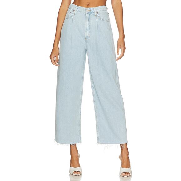 Agolde 'Dagna' Blue High Rise Pleat Baggy Denim Jean Size 26 - NWT